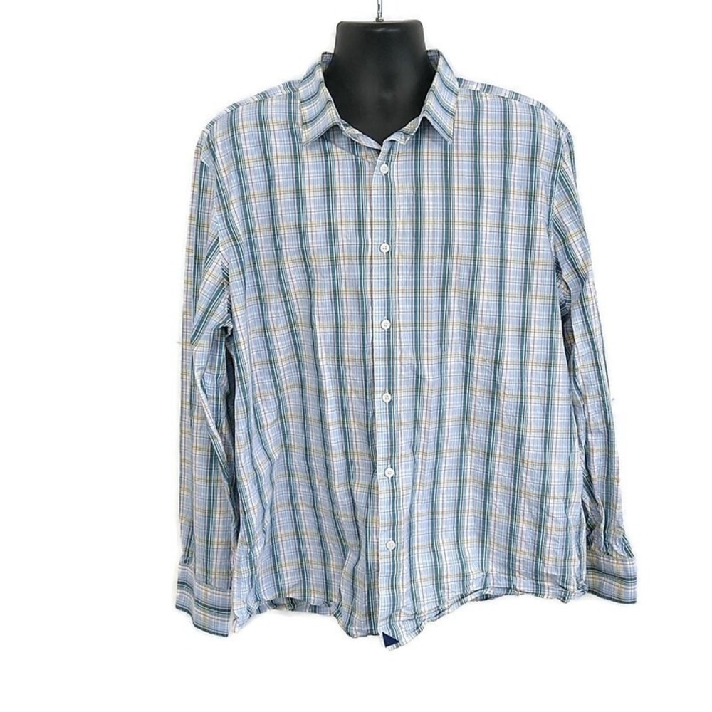 UNTUCKit Blue Plaid Button Down Shirt Long Sleeve Cotton Casual Preppy sz XXL